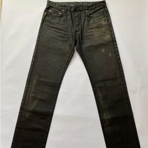 2007 Dior by Hedi Slimane Black Waxed Gold Dust Jeans